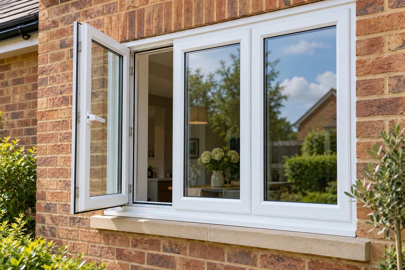 White casement windows