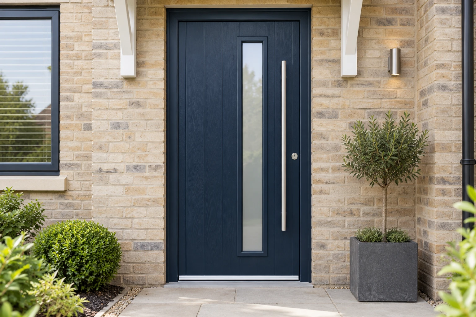 Dark composite entrance door