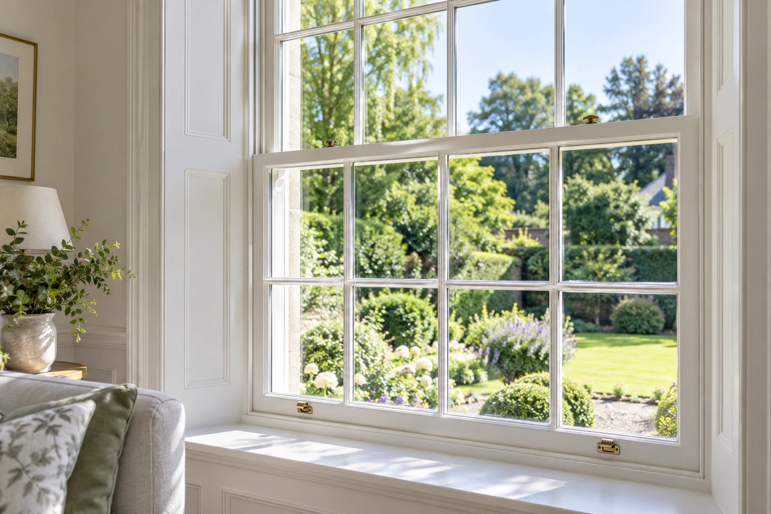 Traditional white sash window